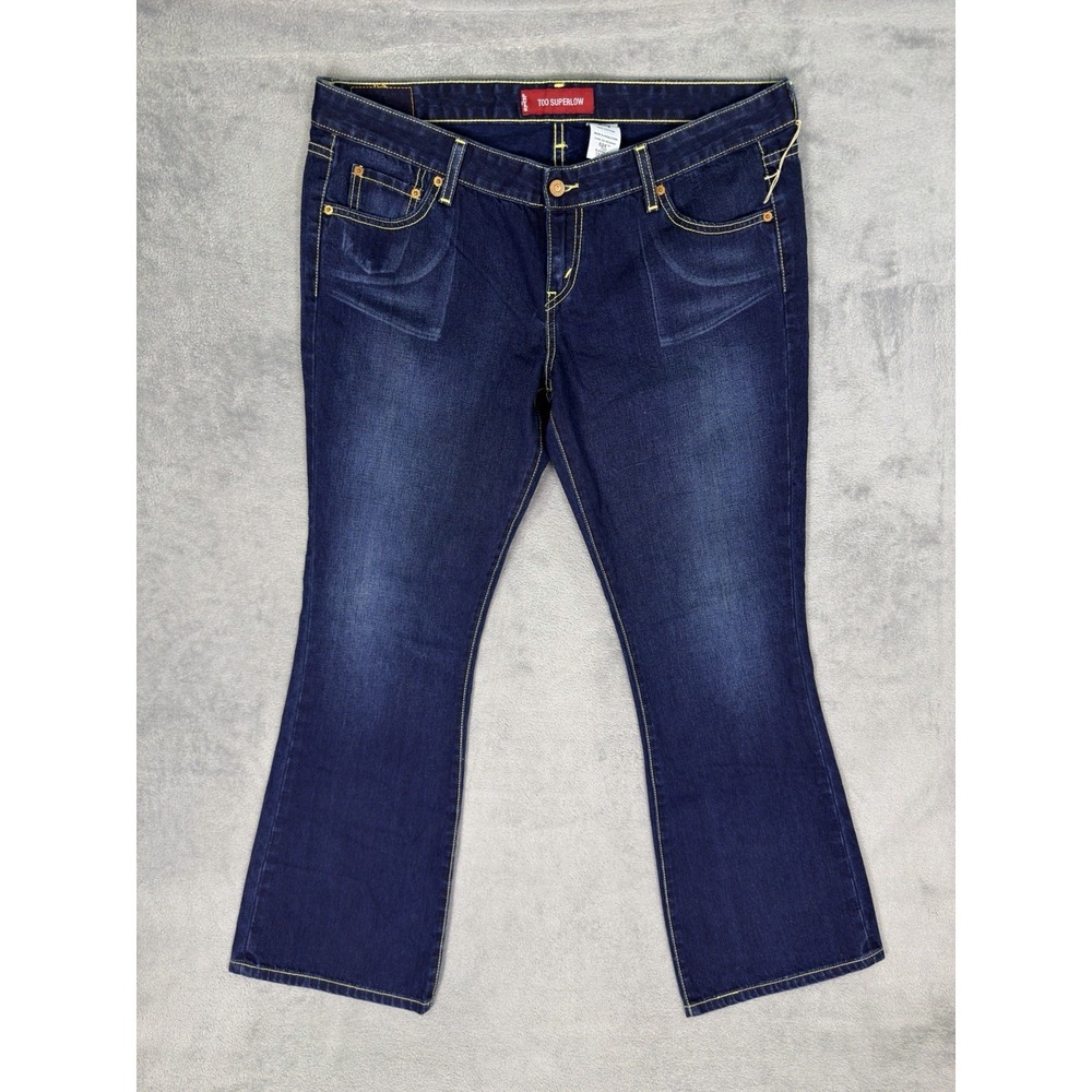 New‎ Levis Jeans Girls 18 Jr (38x32) Blue Dark Wash 524 Too Superlow Bootcut VTG
